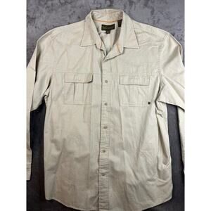 Timberland Shirt Mens XL Beige Long Sleeve Button Down‎ pockets
